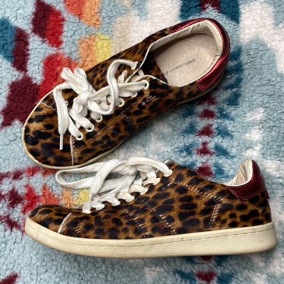 Isabel Marant Bart Leopard-Print Calf Hair Low-Top Sneakers - Picture 1 of 11